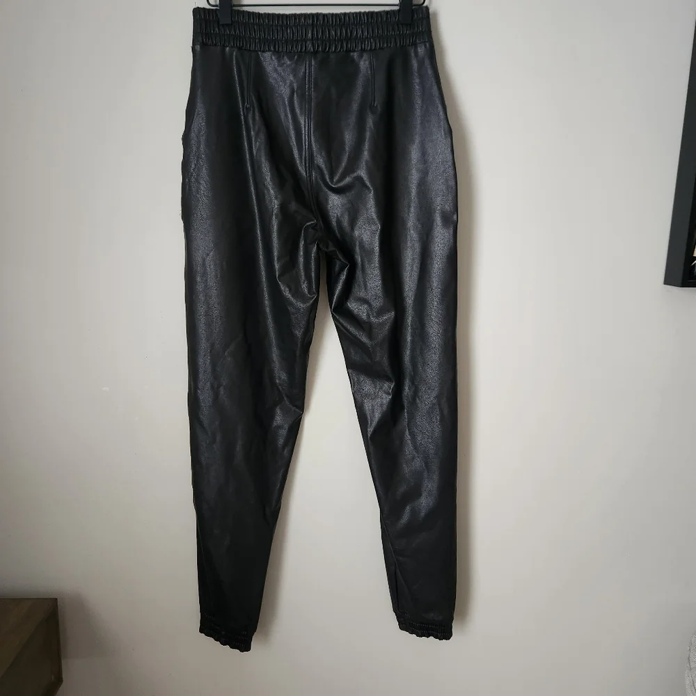 SPANX | Leather Like Pull On Black Joggers - Size S